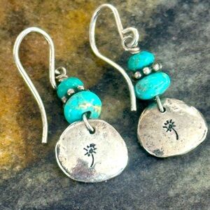 Jes MaHarry turquoise/silver drop earrings. New with tags from Sundance.